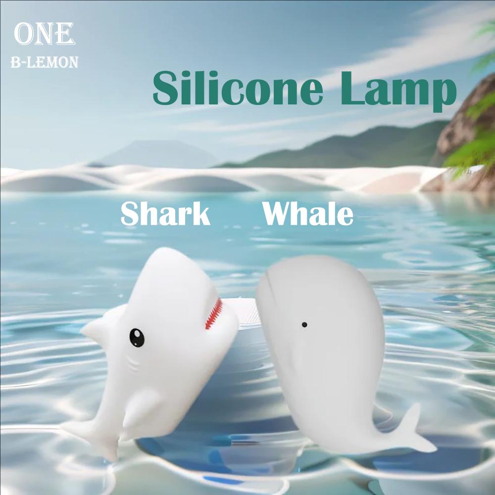 Cartoon Whale Silicone Lamp Colorful Nightlight, Tap Control Atmosphere Light, Home Decoration Holiday Gifts for Kids