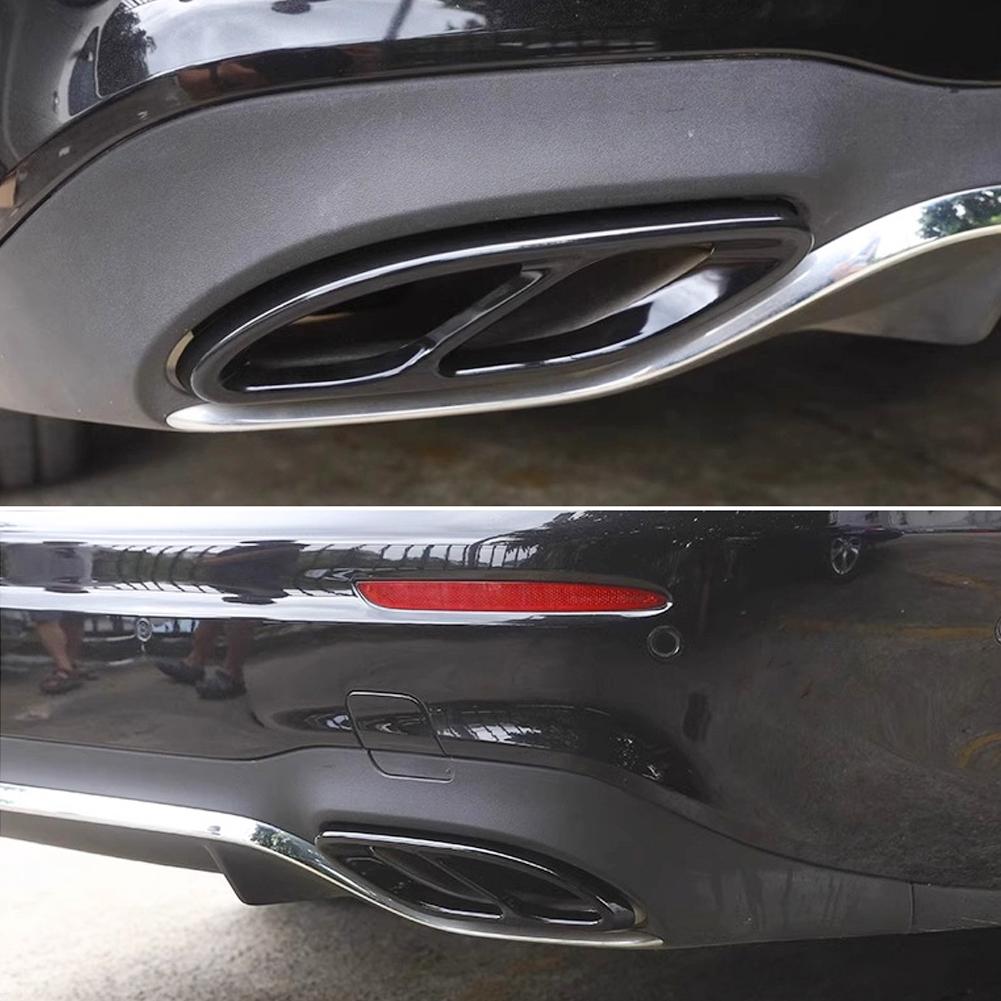 For Mercedes Benz A/C/E/B/GLC/CLA/CLS Class Car Exhaust Tip Muffler Pipe Cover 4 Outlet Tail Pipe Rear Diffuser Cover 2Pcs