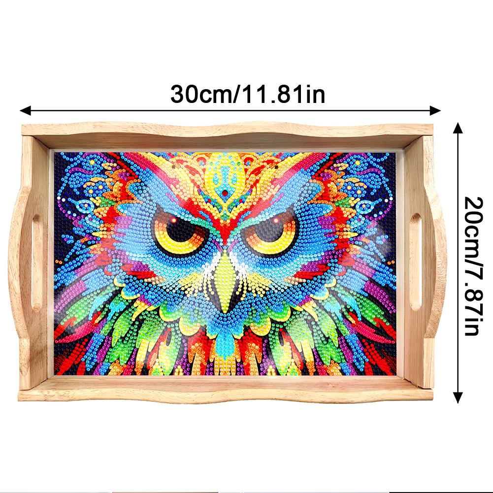 Деревянная обеденная тарелка с алмазной росписью, декоративный поднос с ручкой, алмазная мозаика, поднос для еды, столовая посуда, органайзер, домашний декор, подарок