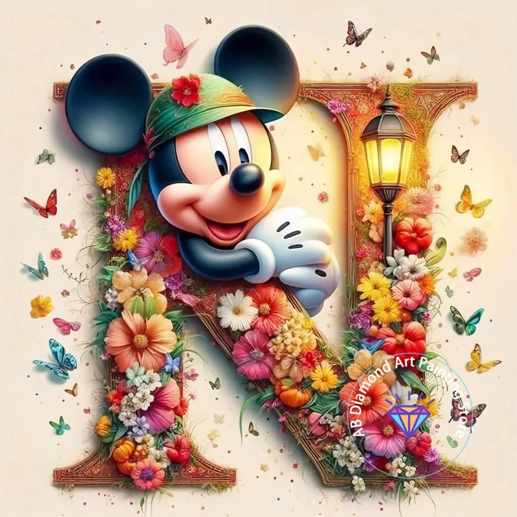 Mickey Mouse Minnie Letter Diamond Painting Kit 5D DIY Diamond Embroidery Cross Embroidery Handmade Art Gift Home Decoration