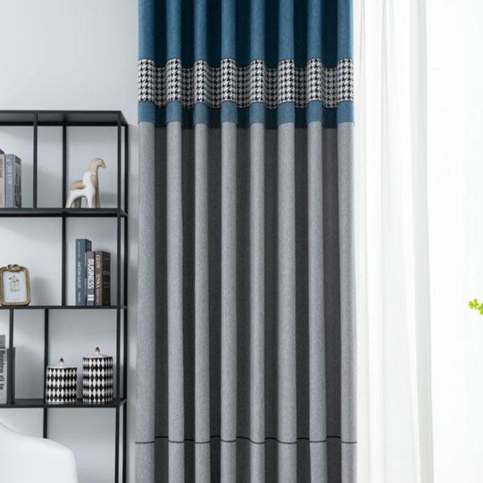 Шторы «гусиные лапки» для спальни, затемняющие гостиную, двойные открытые домашние эркеры, сплошной цвет, карниз для штор