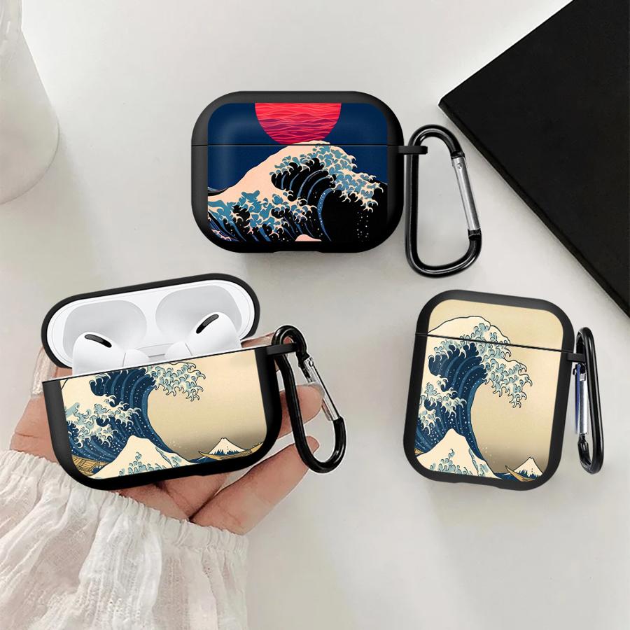 Мультяшный чехол Цунами в океане для Airpods 1 2 Pro2 4 Pro3 Pro 3 Чехлы для наушников Обложка