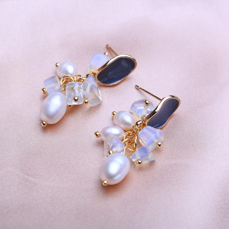 KNIKOO Серьги-капли для женщин, модные серьги с натуральным пресноводным жемчугом, ювелирные изделия для подарков на свадьбу