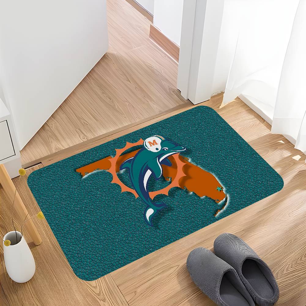 M-Miami D-Dolphins Logo Door Mat Nordic Style Bedroom Living Room Doormat Home Balcony Anti-Slip Alfombra