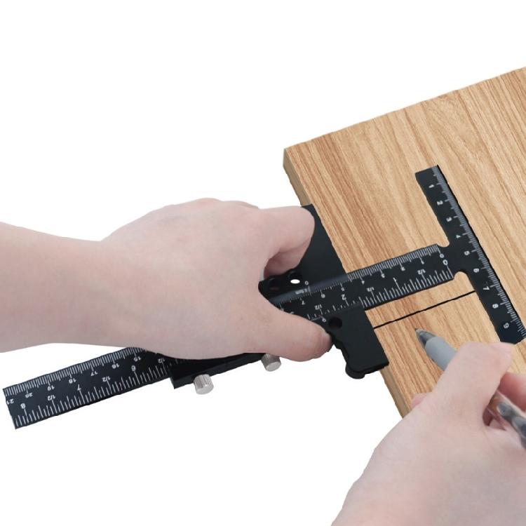 Woodworking T Ruler Scriber Gauge Carpentry Scriber Aluminum Sliding Scribing Ruler Multifunctional Measurement Tool