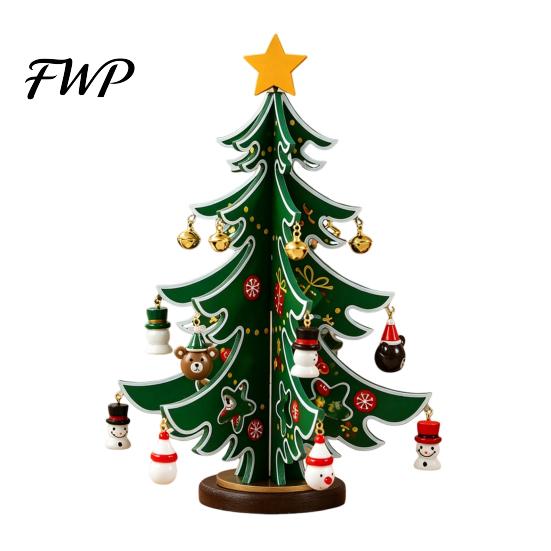 Holiday Party Table Decorations Wooden Christmas Tree Ornaments, 3D Rustic Tabletop Decor Xmas Display for Home Desk, Reusable Nordic Style