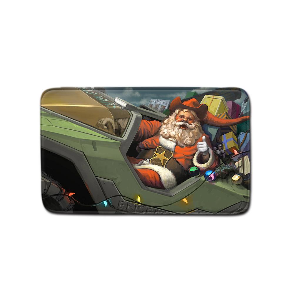 Christmas Shower Curtain Floor Mat Combination Four-Piece Set Bathroom Toilet Carpet Shower Room Mat Foot Mat