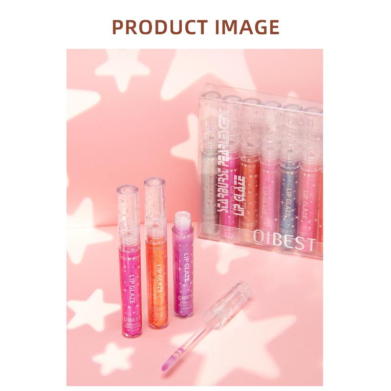 QIBEST Long Lasting Moisturizing People Ji Color Lip Glaze Dazzling Pearl Fine Glitter Shiny Polarized Lip Color Color Lip Glaze