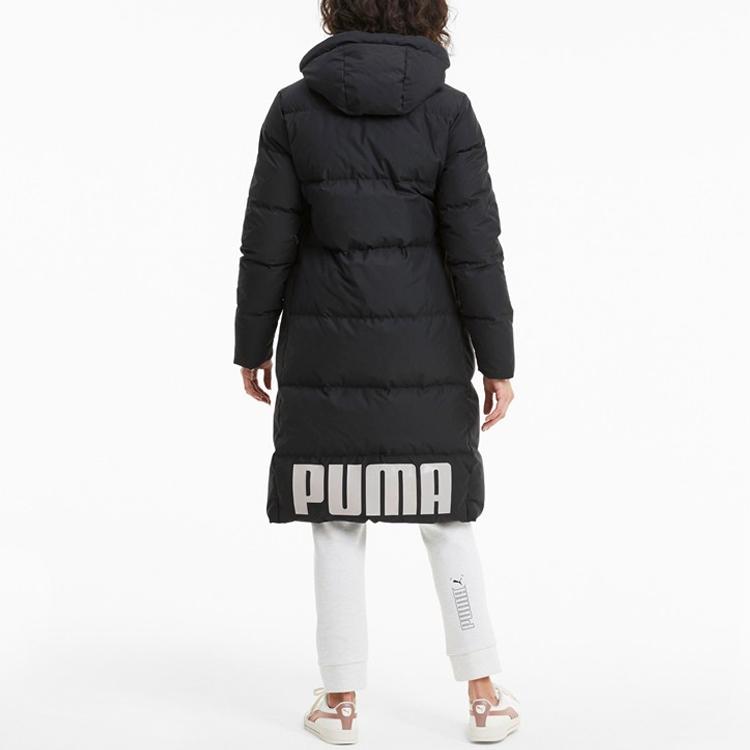 Puma Женская куртка-пуховик с длинным рукавом и логотипом на молнии с капюшоном, черная 585107-01