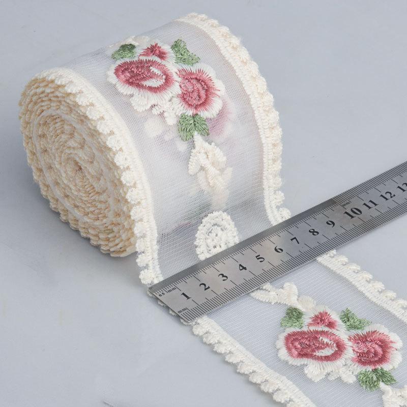5 Yards Flower Embroidery Lace Trim Transparent Mesh Base Fabric DIY Clothing Accessories Bow Headdress New Chinese Style Ribbon