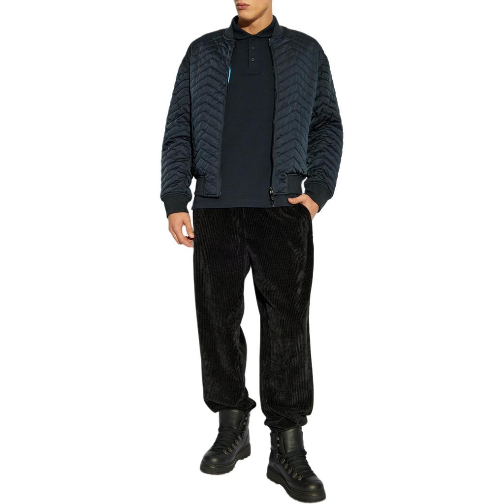 Emporio Armani Ea7 Однотонная футболка-поло с логотипом и длинным рукавом Мужские топы Синий 8NPF15-PJVQZ-1562