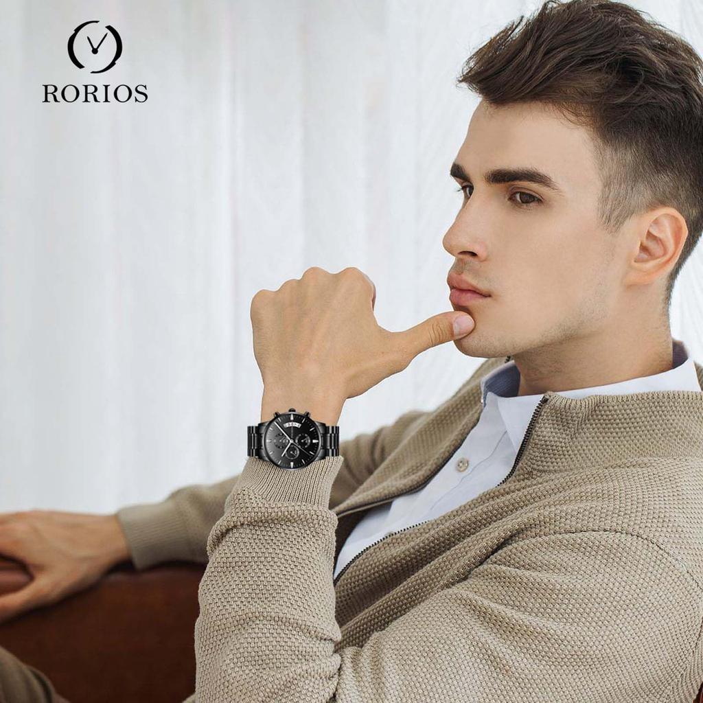 RORIOS кварцевые часы с дисплеем даты, светящиеся, легкие, многофункциональные, водонепроницаемые, для работы, поездок на работу, стильные, популярные, простые, деловые, стильные, для дня, Рождества