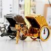 Retro Rickshaw Car Alarm Clock Plastic Desktop Decoration Home Model Bedside Clock Mechanical Movement Living Room