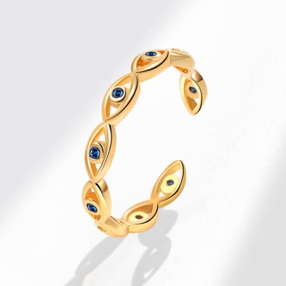 Unique Turkish Ring Adjustable Blue Zircon Ring Lucky Demon Eye Open Ring Gift