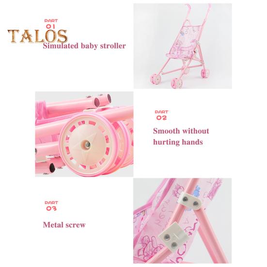 Коляска для кукол, игрушка для малышей, складная коляска для кукол, реалистичная, безопасная, обучающая игрушка, развивающая воображение для девочек, подарок для девочек 3, 4, 5 лет