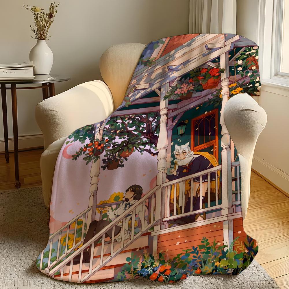 Artist L-LiyaMochipanko Throw  Flannel Throw Blanket,Bed Home Office Nap Blanket Travel,Camping,Picnic Blanket Soft Decor