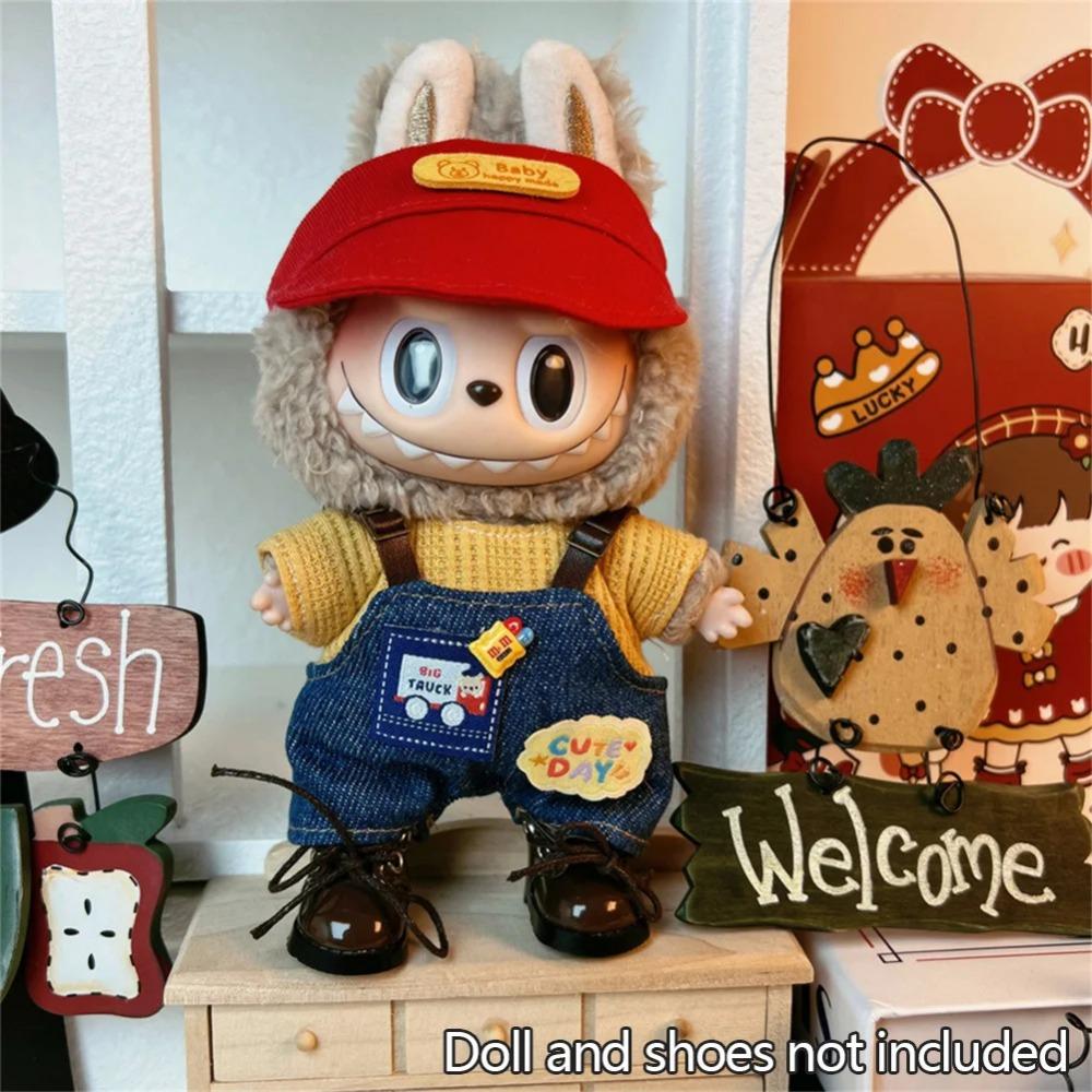 Suspenders Suit For 17cm Labubu Doll Clothes All-match Colour Outfit Doll Accessories Fashion Design Lovely Little Bear Star