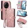 For Xiaomi 15 Ultra Zipper Wallet Case Geometry Lines Leather Phone Cover with Strap