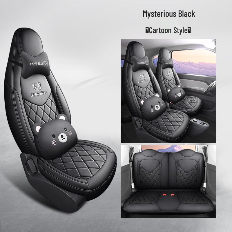 Wuling Mini Full Leather Cartoon Car Seat Cushion - Universal Fit, Four Seasons.
