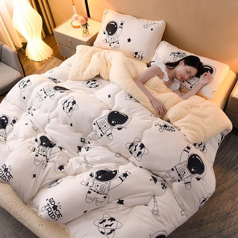 Мягкое и пушистое зимнее двойное одеяло из овечьей шерсти