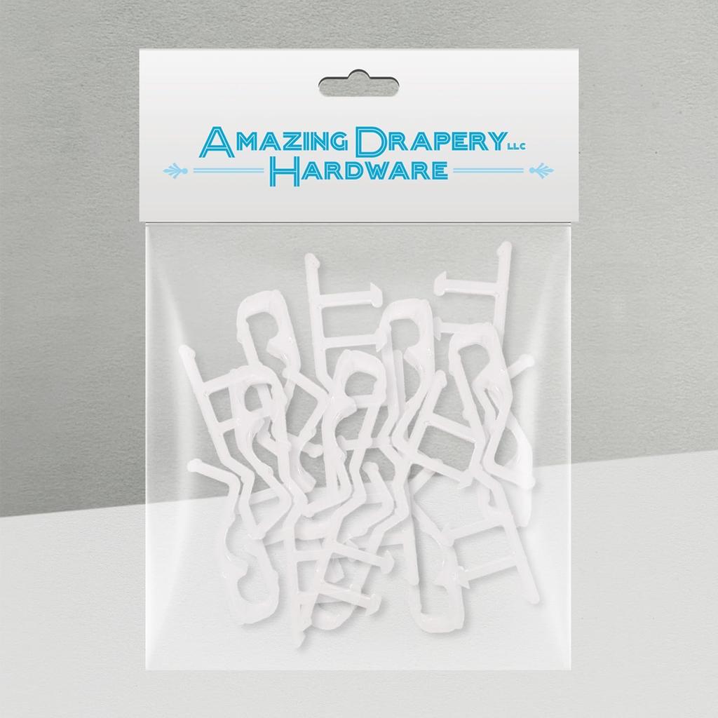 Amazing Drapery Hardware 2" Clear Hidden Valance Clips - Durable Plastic Brackets for Blinds and Window Shades, 10-Pack