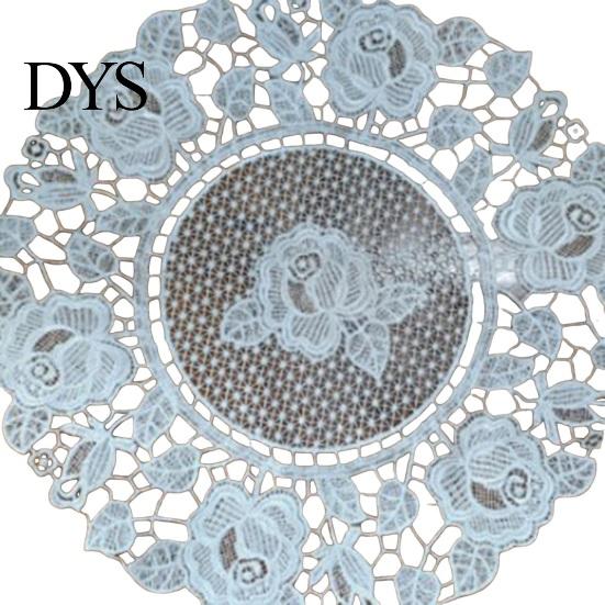 Decorative Table Covers for Weddings White Lace Doily, Elegant Retro Placemat, Embroidered Small Round Placemats Jewelry Trays Mat, Rectangular