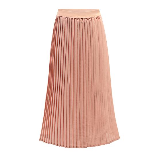 Women Pleated Midi Skirt Elastic High Waist Solid Color Smooth Outline Skirt Slimming Midi Skirt Daily Wear