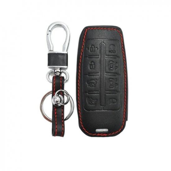 Black Leather 8 Buttons Key Chain Cover Case For Hyundai Genesis G80