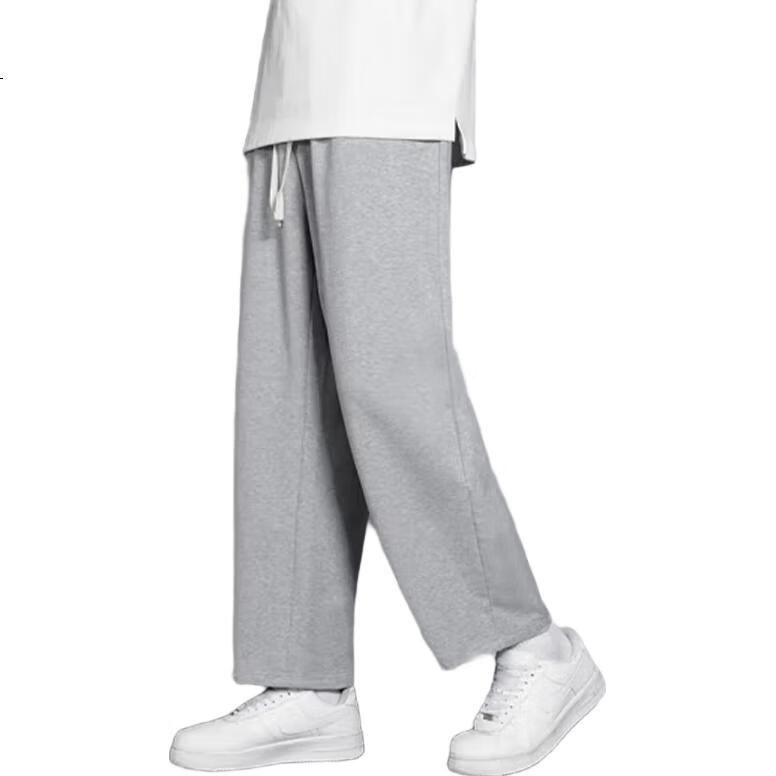 Dingfengbaoluo Casual Pants for Men, Spring And Summer Loose-Fit Sports Outdoor Trendy Wide-Leg Heavyweight Straight-Leg Trousers, 9066 White 4XL