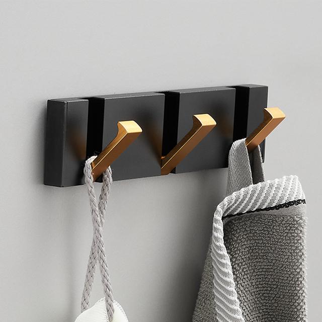 Folding Towel Holder Punch-free Wall Hooks Coat Clothes Rack  Towel Hanger Bathroom Shelf Kitchen Tools for Home Accessories