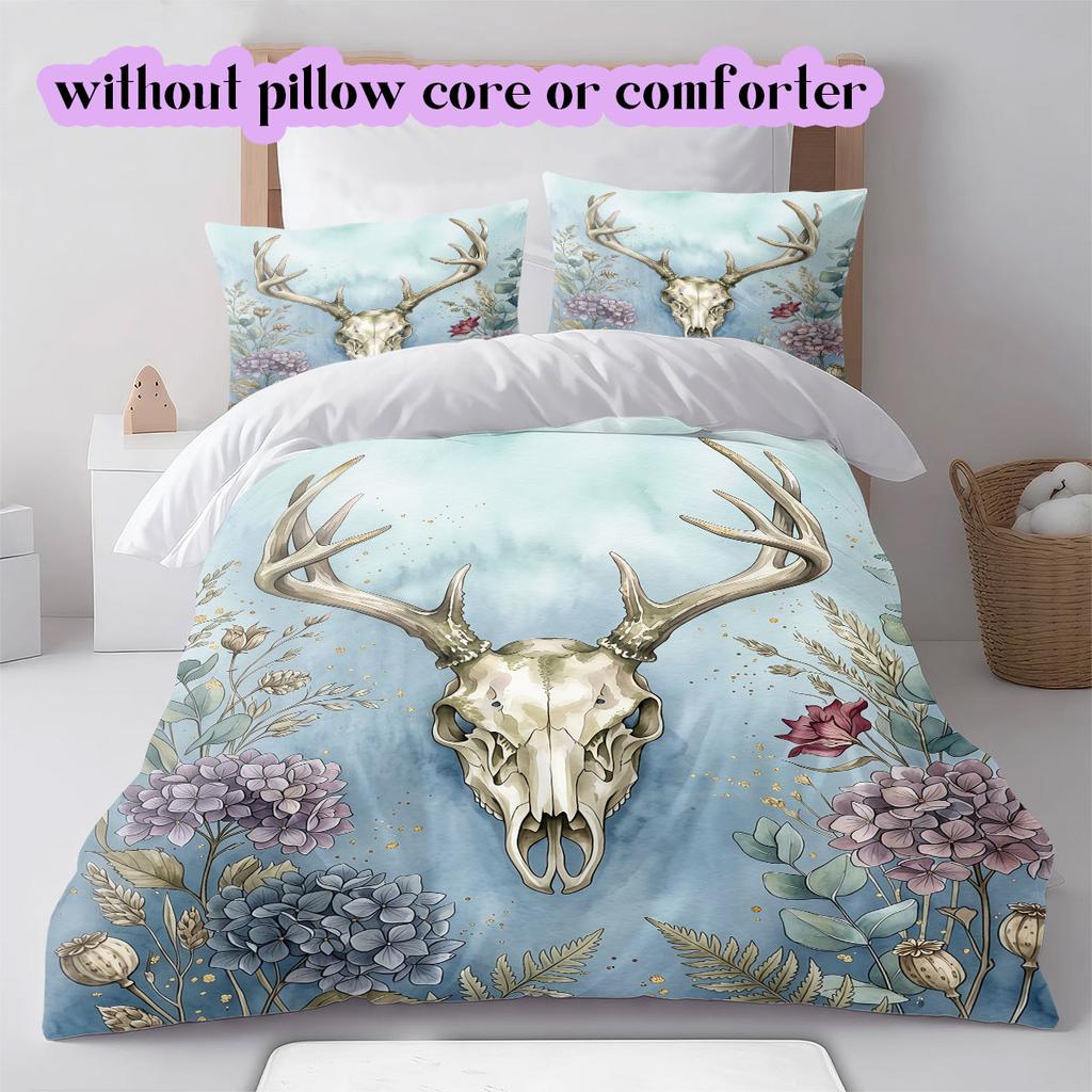 Watercolor animal painting Pattern Bedding,Quilt Set Quilt Cover Pillowcase Home Birthday Gift (1*duvet cover+2*pillowcase,without core)