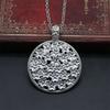 Винтажный цветочный ажурный резной дизайн серебристый тон кулон ожерелье элегантный ретро стиль ювелирные изделия аксессуар с цепочкой