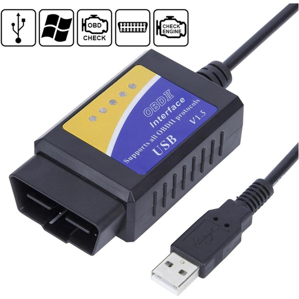 OBD2 USB V1.5, автоматический сканер ELM 327 V1.5, автоматический диагностический инструмент, поддержка OBD2, считыватель кодов всех протоколов