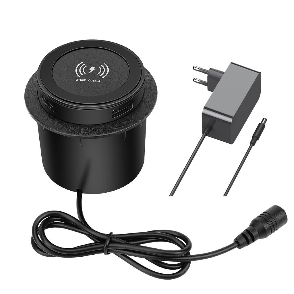 46 Вт мебель настольный встраиваемый стол беспроводная зарядная станция QC3.0 USB тип C PD быстрая зарядка для iPhone 13 14 12 Samsung S23