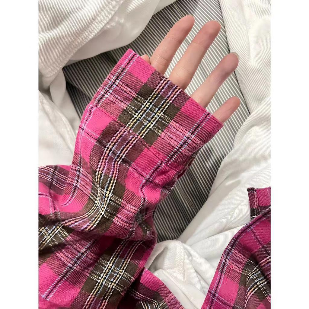 Весенне-осенняя женская рубашка с воротником поло, свободная повседневная клетчатая блуза, большой кардиган, женская блузка в корейском стиле