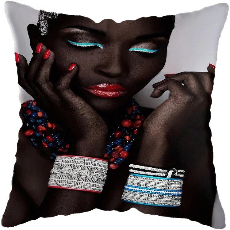 Наволочка для спальни, черно-золотая африканская женская подушка для гостиной, декоративная подушка