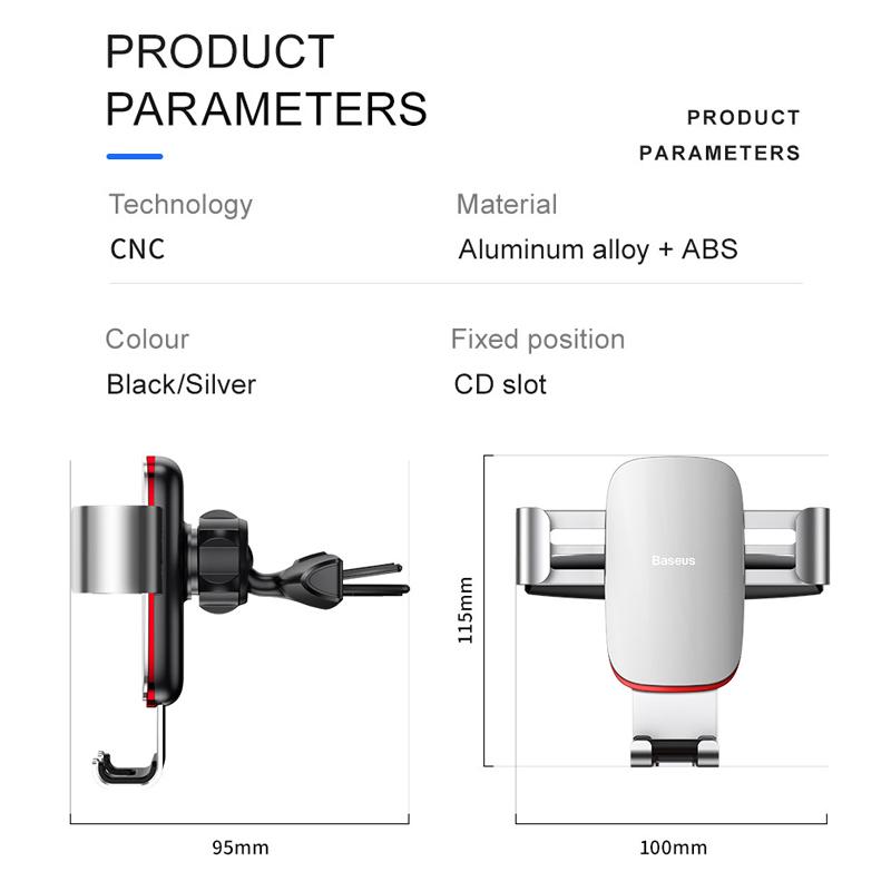 Baseus Gravity Car Phone Holder Support Smartphone Car Bracket CD Slot Mount Mobile Phone Holder for Car Charging