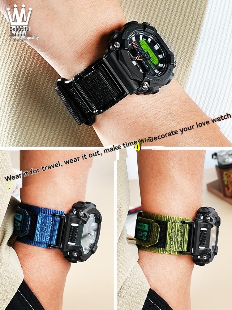Для спортивных часов Casio G-SHOCK GA-900 GA700/750 GA110GB/100/120 Черно-золотой Черный Воин Модифицированный Нейлоновый Холщовый Ремешок Аксессуары