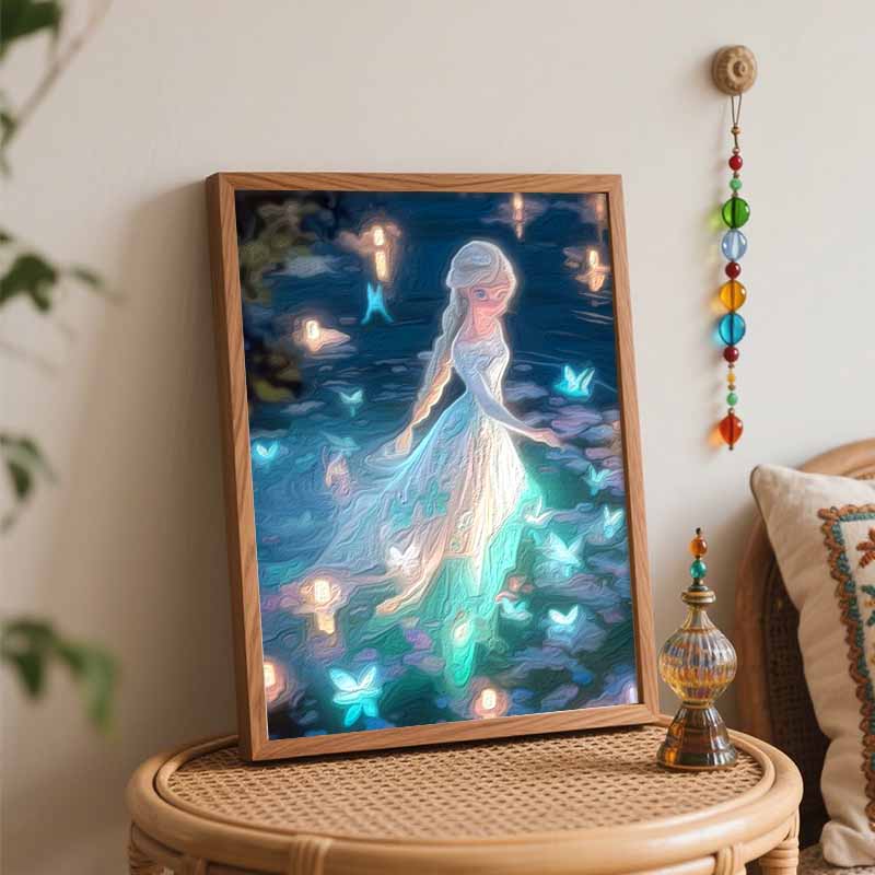 Disney digital oil painting Elsa Butterfly diy coloring handpainted filling home decoration gift, canvas art wall decor for room wall