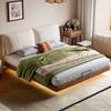 Adjustable King Size Chenille Bed with Elephant Ear Headboard - Fits Small Apartments