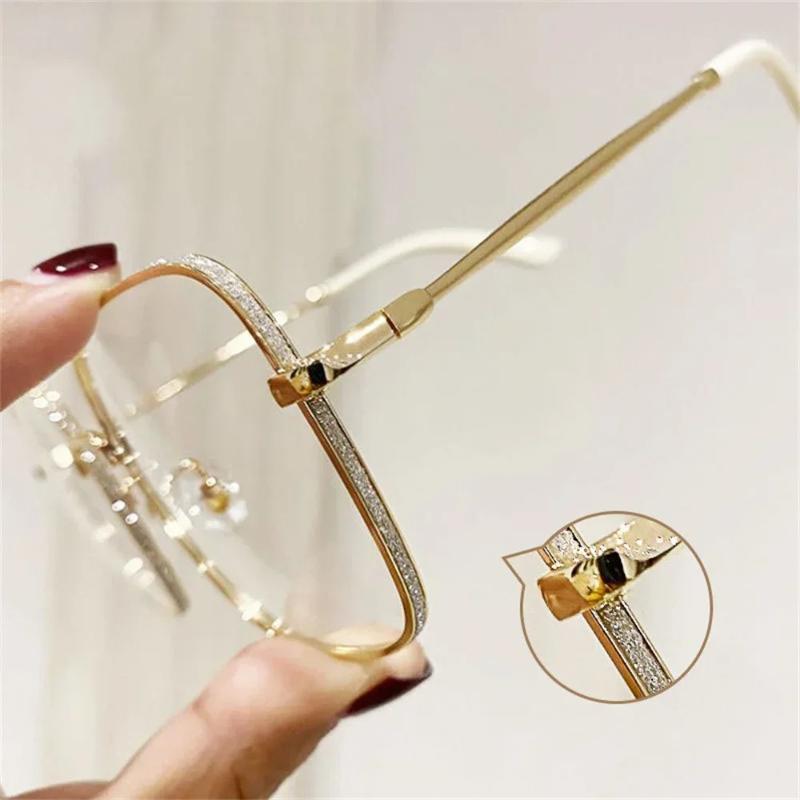 Luxury Anti Blue Light Glasses Men Women Diamond Studded Oversized Square Eyeglasses Computer Goggles Eyewear Glitter Frame