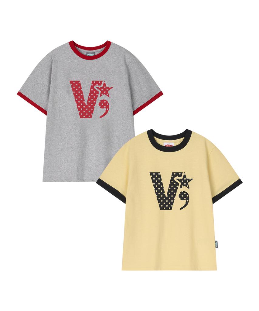 VIDEO JOCKEY Vv Star Ringer T-Shirt [Melange Gray]