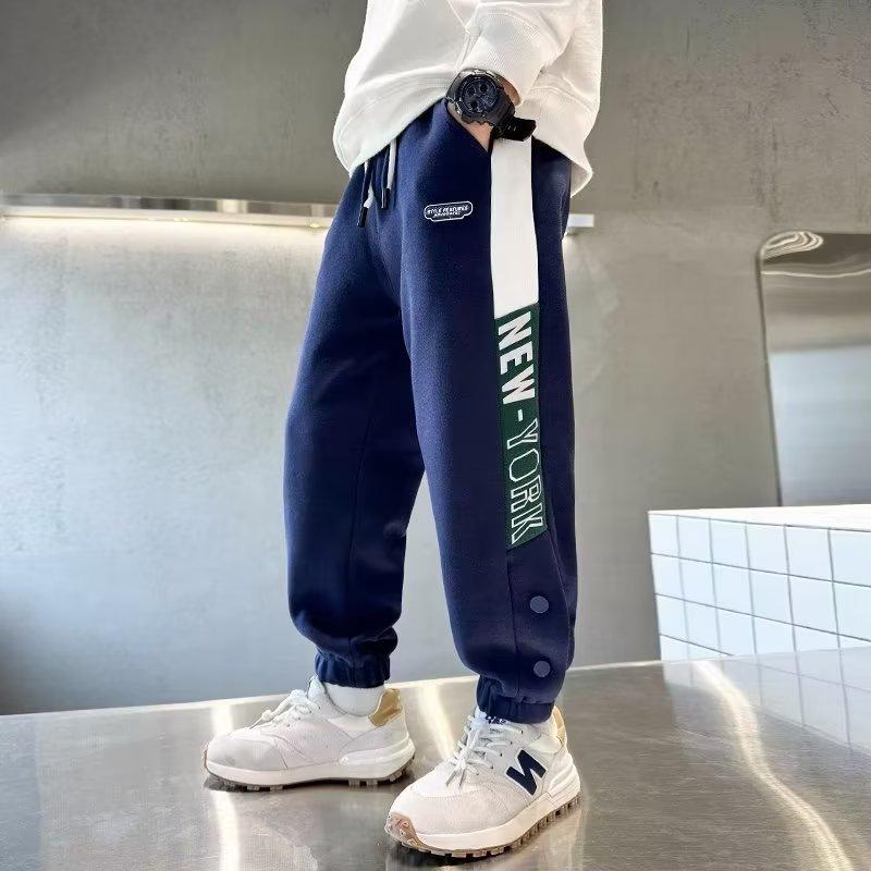 Брюки для мальчиков весна-лето-осень Брюки для детей и подростков Тонкие детские спортивные прямые брюки Модные брюки с тремя полосками Модные