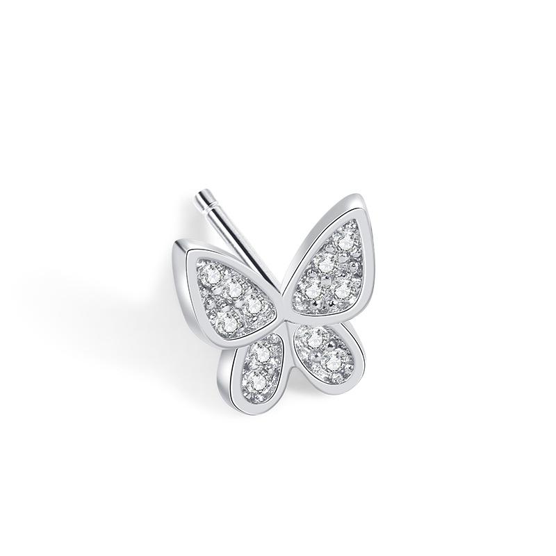 S925 Sterling Silver Earrings Female Butterfly Inlaid Zircon Earrings Fashion Street Fashion