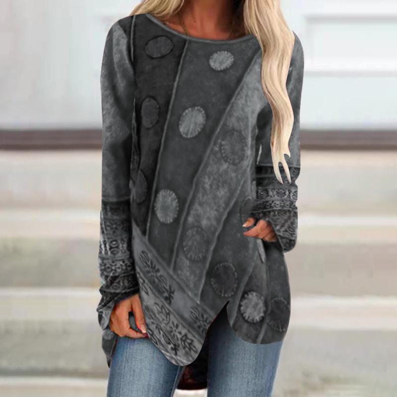 Retro European & American Women's Irregular Loose Long-Sleeve Tops - 2021 Autumn Collection