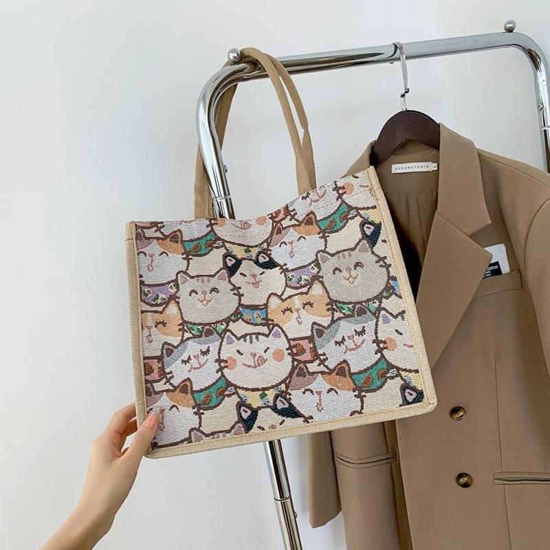 Stylish Unisex Pu Canvas Shoulder Bag For College Students With Cute Bear Patterns