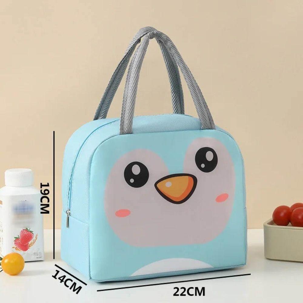 Cartoon Animals Pattern Lunchbox Bag Aluminum Foil Lining Lunch Box Handbag School