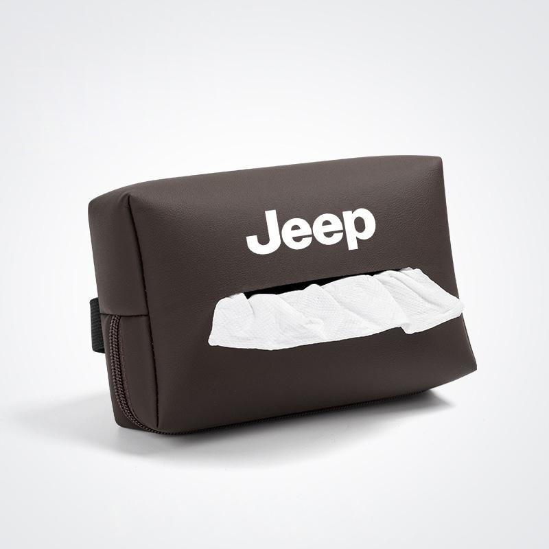 AIY5 Car Tissue Box Leather Paper Towel Storage Bag Accessories For Jeep Grand Cherokee Wrangler JK Gladiator Compass Renegade Recon