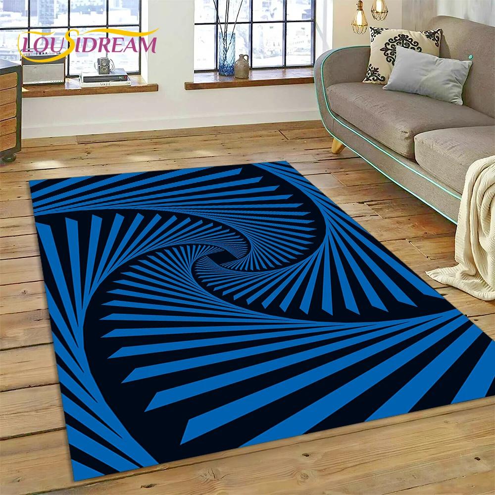 3D Vortex Visual Illusions Ковер Ковер для гостиной Спальня Домашний декор, Напольный коврик Нескользящее украшение для дивана Кухня Коврик