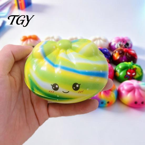 Cute Novelty Gifts for Birthday Colorful Bun Squeeze Toy, Soft Sensory Fidget TPR Balls Stress Relief Toy Adults Kids Anxiety Items